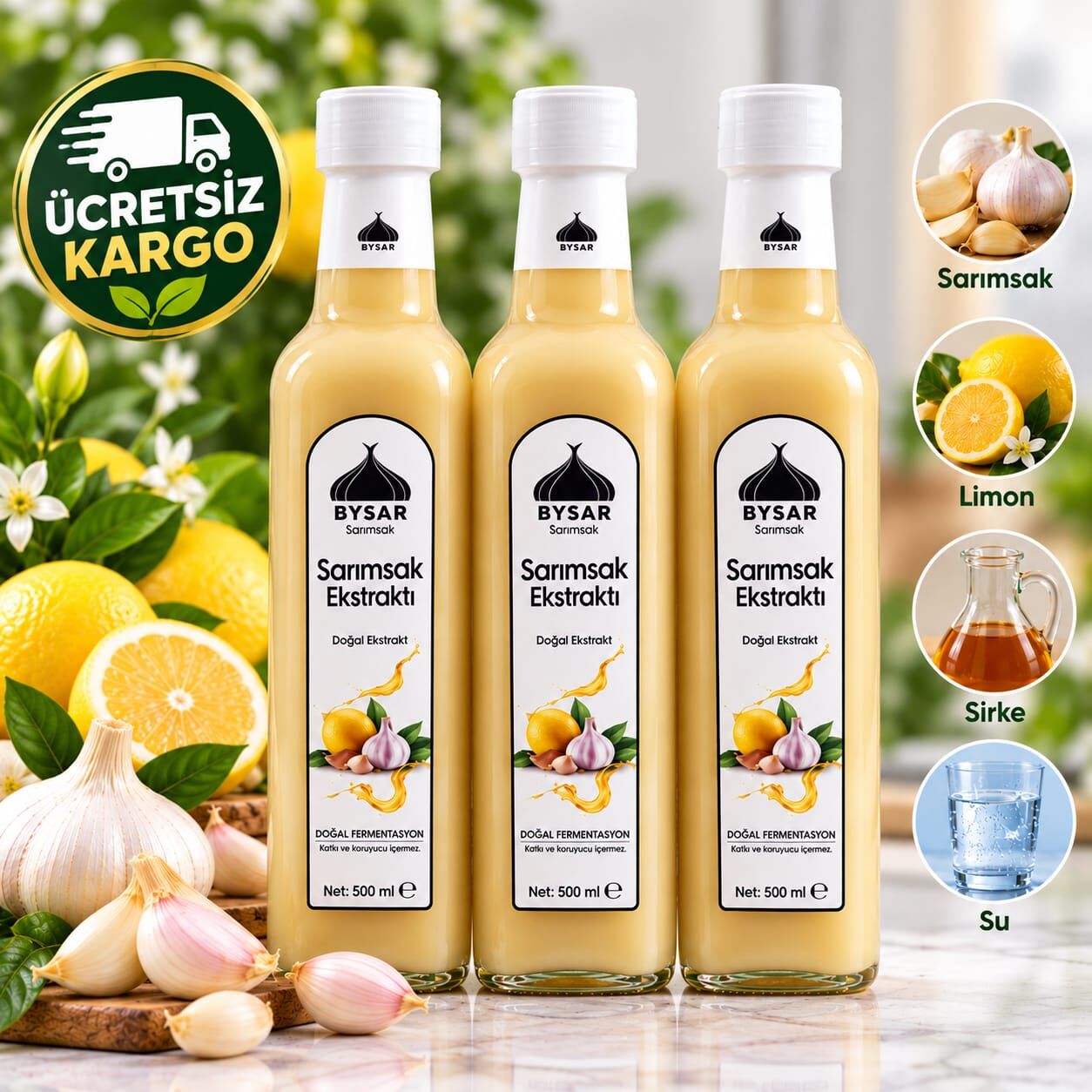 SARIMSAK EKSTRAKTI 500 ML 3 adet (2 yıl bekletilmiş)